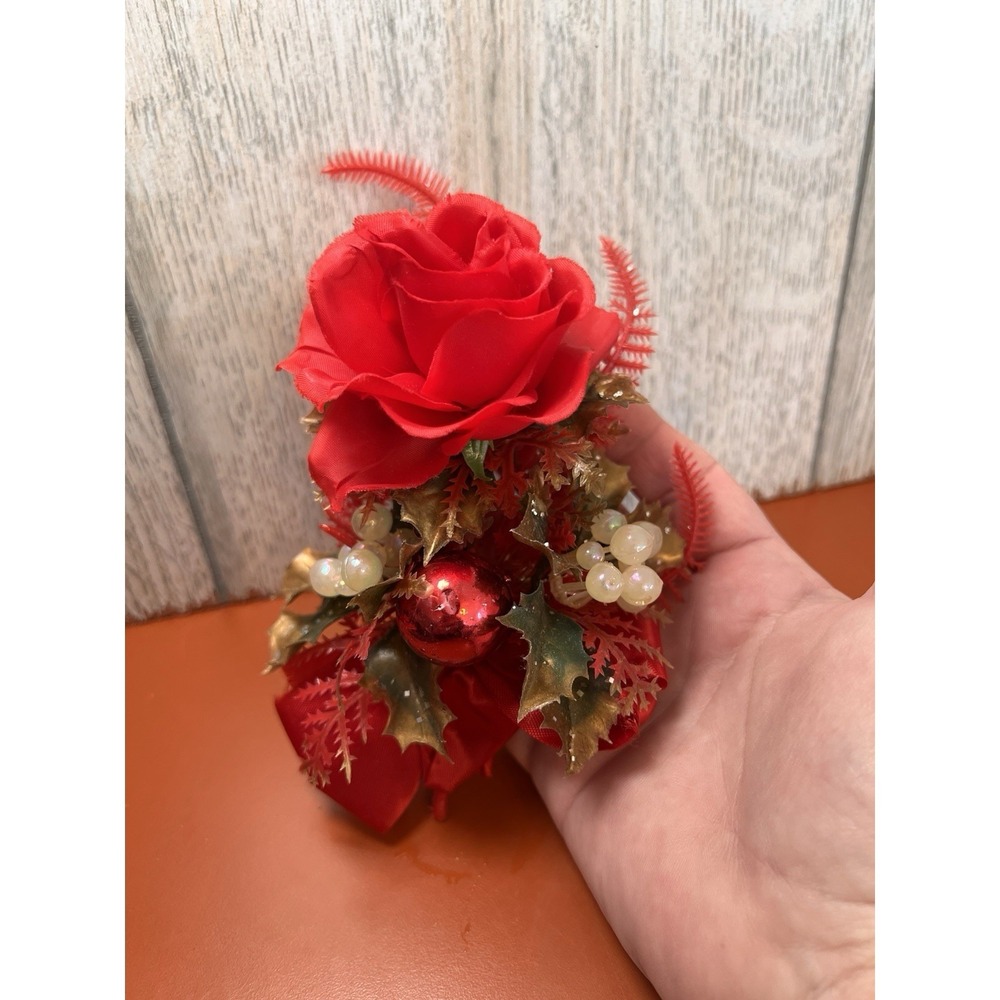Vintage Christmas pinback Corsage Mercury Glass Balls. Holiday Decor Retro 1950s